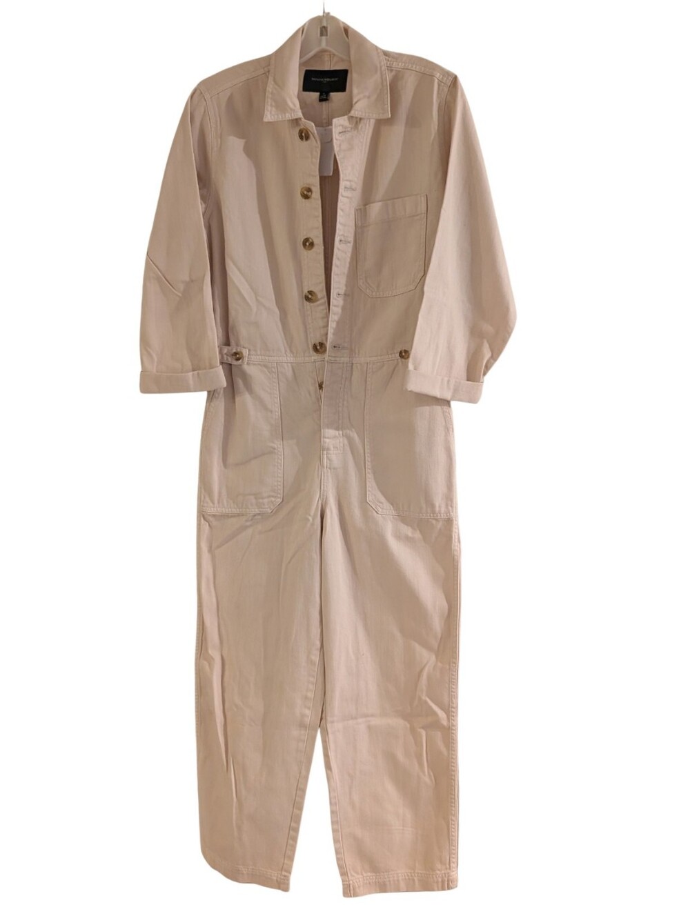 NWT Banana Republic Cotton Utility Jumpsuit Boiler Suit Beige Size 2